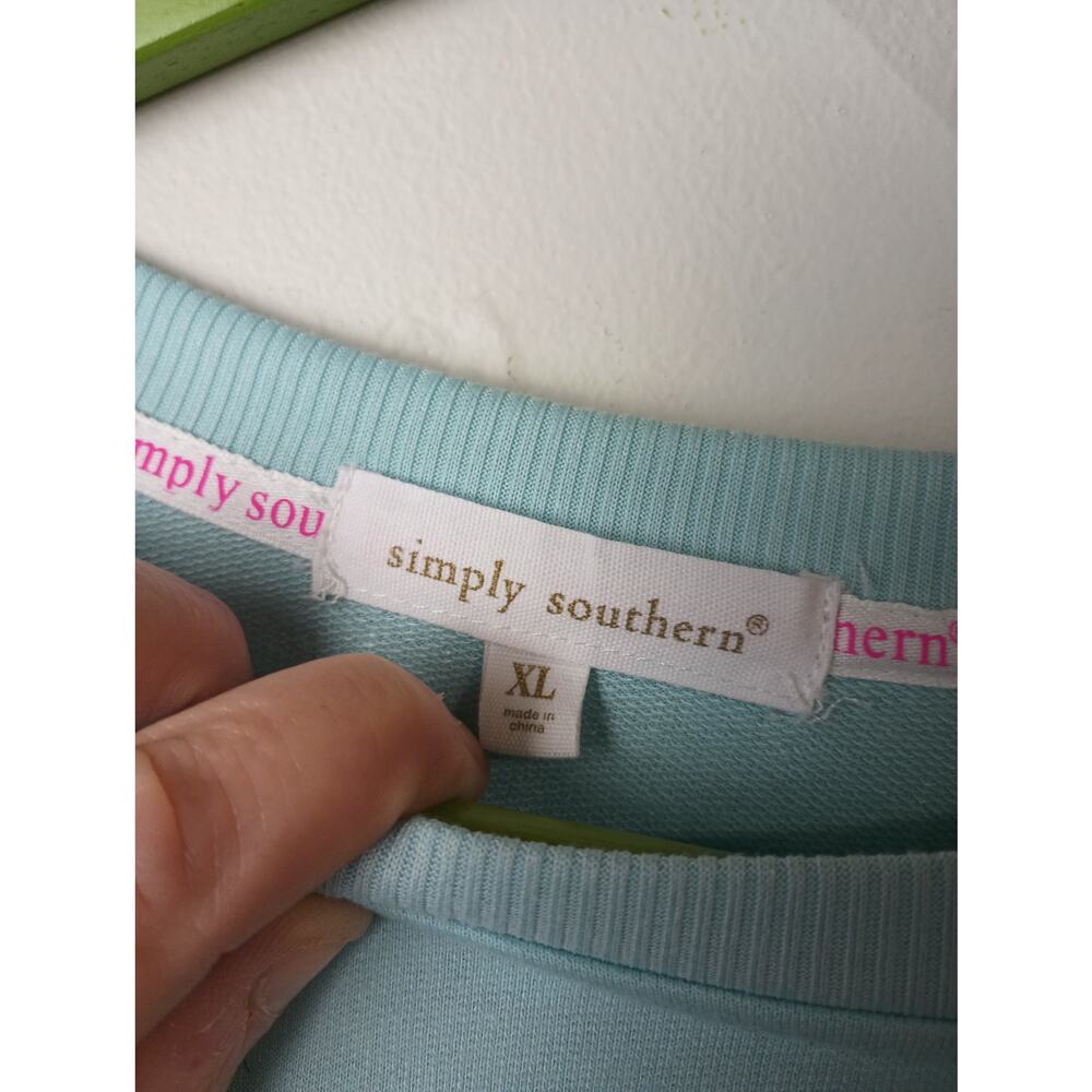 Simply Southern Sparkle Letter Lake Crew Pullover Chenille Women's Size XL - Picture 3 of 7